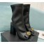 Versace Heel 10.5cm Gianni Ribbon Ankle Boots Leather Black 2024