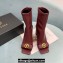 Versace Heel 10.5cm Gianni Ribbon Ankle Boots Leather Burgundy 2024