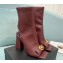 Versace Heel 10.5cm Gianni Ribbon Ankle Boots Leather Burgundy 2024