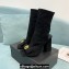 Versace Heel 10.5cm Gianni Ribbon Ankle Boots Leather Suede Black 2024