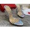 Christian Louboutin Heel 10cm Spikes Silver Leather and PVC Two-Band Mules