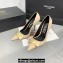 Versace Heel 11cm Gianni Ribbon Pumps Leather Patent Beige 2024