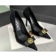 Versace Heel 11cm Gianni Ribbon Pumps Leather Suede Black 2024