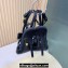 Versace Heel 10.5cm Gianni Ribbon Cage Satin Pumps Black 2024