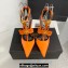 Versace Heel 10.5cm Gianni Ribbon Cage Satin Pumps Orange 2024