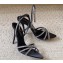 Saint Laurent Heel 10.5cm Ava Crystal-Embellished Satin sandals Black 2024