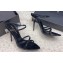 Saint Laurent Heel 11cm Gippy STUNNER Patent Crisscross Mules Black 2024