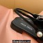 Miu Miu leather slingback pumps Black/Patent with metal chain and pearl 2024