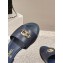 Chanel Shiny Calfskin & Metal Mules G45172 Navy Blue 2024
