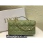 Miss Dior Mini Bag in Cannage Lambskin Green with Removable jewel chain 2024