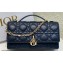 Miss Dior Mini Bag in Cannage Lambskin Navy Blue with Removable jewel chain 2024