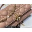 Miss Dior Mini Bag in Cannage Lambskin Dusty Pink with Removable jewel chain 2024