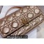 Miss Dior Mini Bag in Cannage Lambskin Iridescent Metallic Gold-Tone with Removable jewel chain 2024