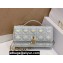 Miss Dior Mini Bag in Cannage Lambskin Iridescent Metallic Silver with Removable jewel chain 2024