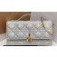 Miss Dior Mini Bag in Cannage Lambskin Iridescent Metallic Silver with Removable jewel chain 2024