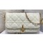 Lady Dior Phone Pouch Bag in Cannage Lambskin White with Removable jewel chain 2024