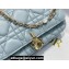 Lady Dior Phone Pouch Bag in Cannage Lambskin Cloud Blue with Removable jewel chain 2024