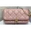 Lady Dior Phone Pouch Bag in Cannage Lambskin Pink with Removable jewel chain 2024