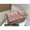 Lady Dior Phone Pouch Bag in Cannage Lambskin Pink with Removable jewel chain 2024
