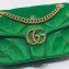 Gucci GG Marmont small shoulder bag 443497 velvet Green with small Double G studs 2024