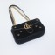 Gucci GG Marmont Mini shoulder bag 446744 velvet Black with small Double G studs 2024