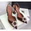 Amina Muaddi Heel 9.5cm Begum Sling Satin Coffee with Starbust embellished brooch