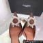 Amina Muaddi Heel 9.5cm Begum Sling Satin Coffee with Starbust embellished brooch