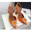 Amina Muaddi Heel 9.5cm Begum Sling Satin Orange with Starbust embellished brooch