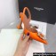 Amina Muaddi Heel 9.5cm Begum Sling Satin Orange with Starbust embellished brooch