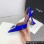 Amina Muaddi Heel 9.5cm Begum Sling Satin Blue with Starbust embellished brooch