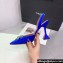 Amina Muaddi Heel 9.5cm Rosie Sling Satin Blue with Crystal embellished bow accessory