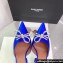 Amina Muaddi Heel 9.5cm Rosie Sling Satin Blue with Crystal embellished bow accessory