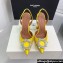 Amina Muaddi Heel 9.5cm Begum Sling Satin Yellow with Starbust embellished brooch