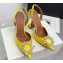 Amina Muaddi Heel 9.5cm Begum Sling Satin Yellow with Starbust embellished brooch