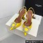 Amina Muaddi Heel 9.5cm Begum Sling Satin Yellow with Starbust embellished brooch