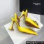 Amina Muaddi Heel 9.5cm Begum Sling Satin Yellow with Starbust embellished brooch