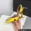 Amina Muaddi Heel 9.5cm Begum Sling Satin Yellow with Starbust embellished brooch