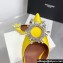 Amina Muaddi Heel 9.5cm Begum Sling Satin Yellow with Starbust embellished brooch