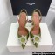 Amina Muaddi Heel 9.5cm Begum Sling Satin Green with Starbust embellished brooch