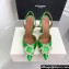 Amina Muaddi Heel 9.5cm Begum Sling Satin Green with Starbust embellished brooch