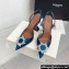 Amina Muaddi Heel 9.5cm Begum Sling Satin Blue with Starbust embellished brooch