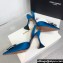 Amina Muaddi Heel 9.5cm Begum Sling Satin Blue with Starbust embellished brooch