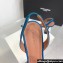 Amina Muaddi Heel 9.5cm Begum Sling Satin Blue with Starbust embellished brooch