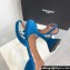 Amina Muaddi Heel 9.5cm Begum Sling Satin Blue with Starbust embellished brooch