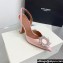 Amina Muaddi Heel 9.5cm Begum Sling Satin Light Pink with Starbust embellished brooch