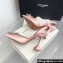 Amina Muaddi Heel 9.5cm Begum Sling Satin Light Pink with Starbust embellished brooch