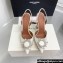 Amina Muaddi Heel 9.5cm Begum Sling Satin White with Starbust embellished brooch