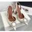Amina Muaddi Heel 9.5cm Begum Sling Satin White with Starbust embellished brooch
