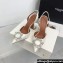Amina Muaddi Heel 9.5cm Begum Sling Satin White with Starbust embellished brooch