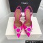 Amina Muaddi Heel 9.5cm Begum Sling Satin Fuchsia with Starbust embellished brooch